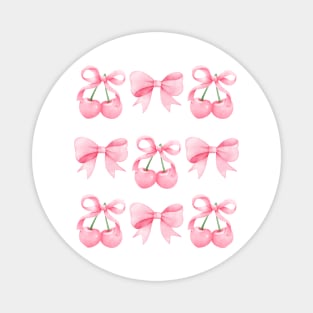 Coquette Pink Bows and Cherries Magnet